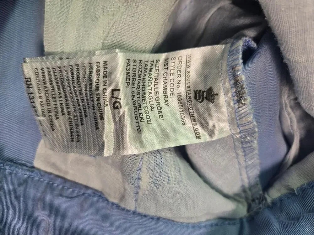 Soul Star Shorts Mens 36 Blue Chambray Chino Casual Summer Cotton Pockets